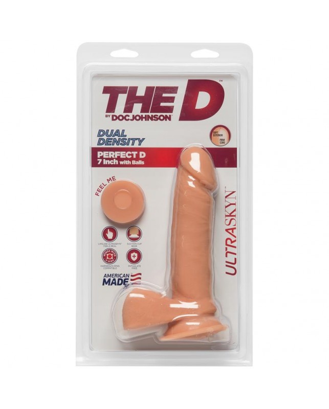 Dildo Dual Density Perfect D con Testículos 7 Vanilla