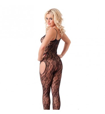 Rimba Amorable Catsuit Abierto con Motivos Florales Color Negro Talla unica