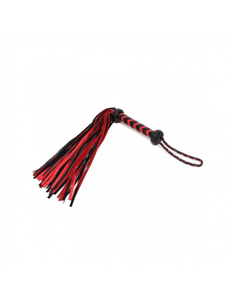 Flogger Trenzado Cuero Negro Rojo