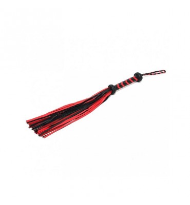 Flogger Trenzado Cuero Negro Rojo