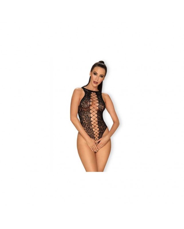 B129 Bodysuit Entrepierna Abierta Negro