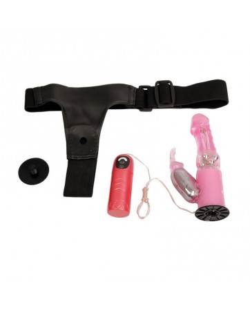 Baile Arnes con Dildo Vibrador Rosa 18 cm