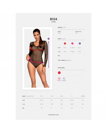 B124 Body Semi Transparente Manga Larga