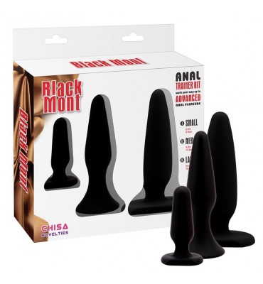 Pack 3 Plug Anal Traimer Kit Silicona Negro