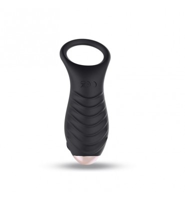 Rinko Anillo Vibrador Silicona USB Negro