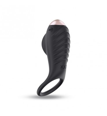 Rinko Anillo Vibrador Silicona USB Negro