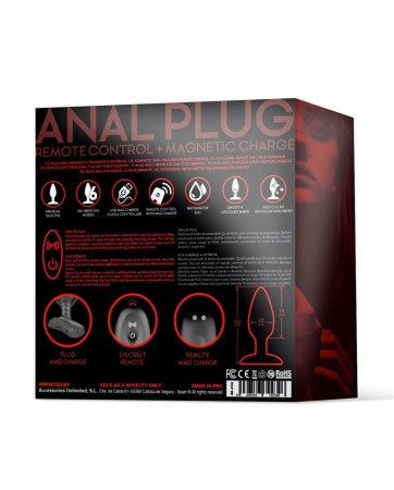 Asher Plug Anal con Control Remoto USB Magnetico Negro