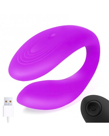 Roomie Vibrador para Parejas Purpura Silicona Liquida Unibody con Control Remoto USB