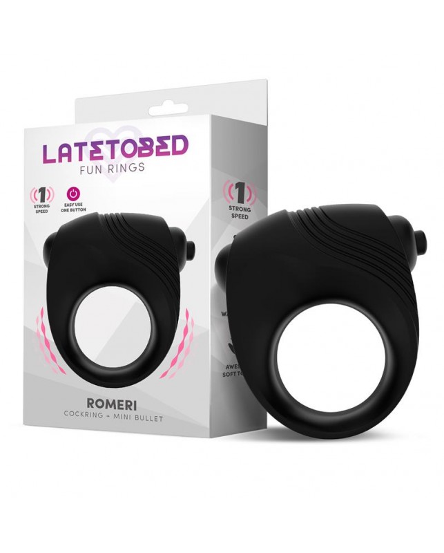 Romeri Anillo Bala Vibradora Silicona Negro
