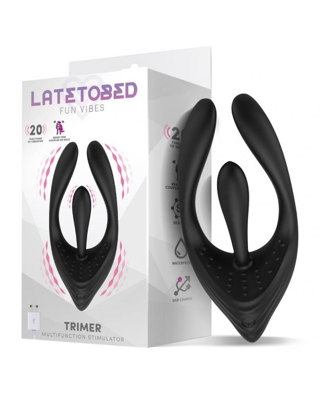 Trimer Estimulador Multifuncion para Parejas y Masturbacion USB Silicona Negro