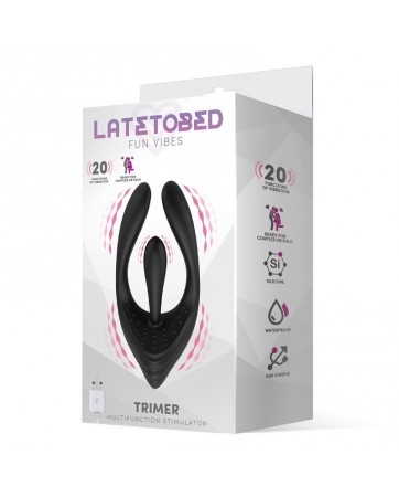 Trimer Estimulador Multifuncion para Parejas y Masturbacion USB Silicona Negro