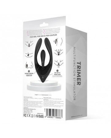 Trimer Estimulador Multifuncion para Parejas y Masturbacion USB Silicona Negro