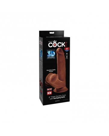 Dildo Triple Densidad Testiculos Oscilantes 8 Caramelo