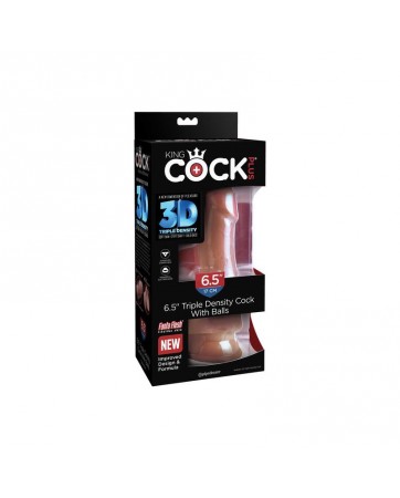 Dildo Triple Densidad con Testiculos 65 Caramelo