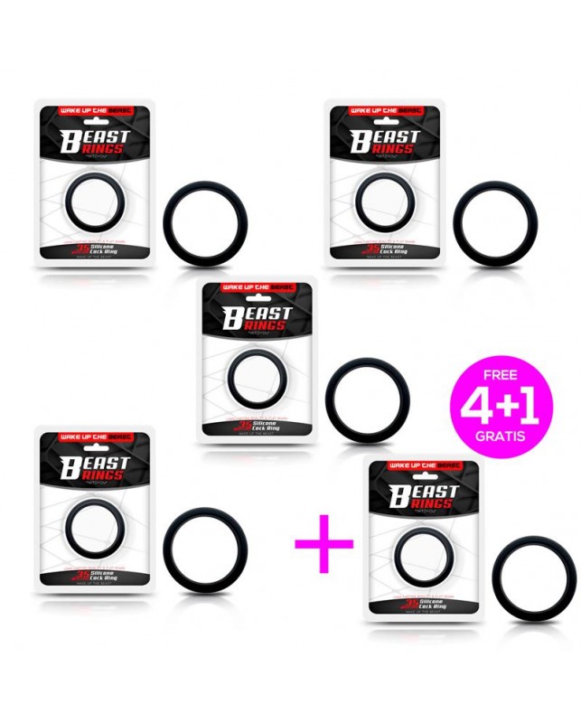 Pack 41 Anillo para el Pene Forma Plana Silicona Solida 35 cm Negro