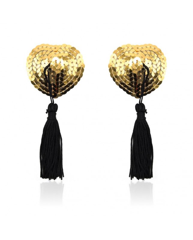 Pezonera de Corazon con Lentejuelas Doradas