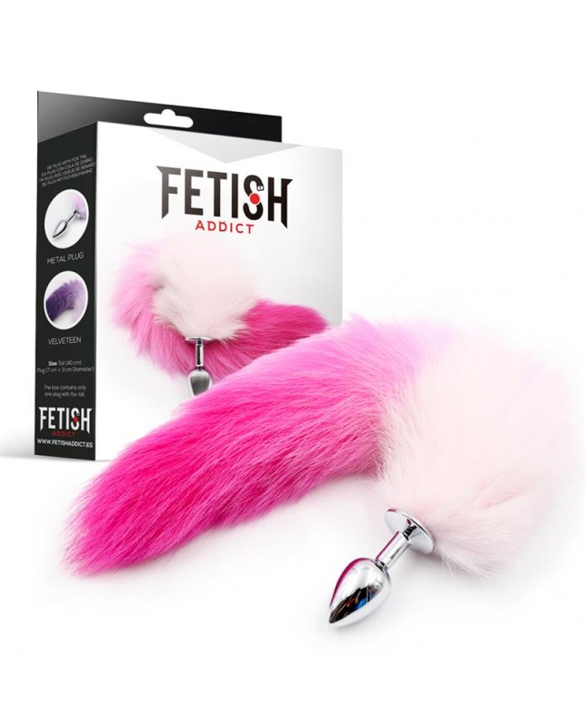Plug Anal con Cola Rosa y Blanca Talla S