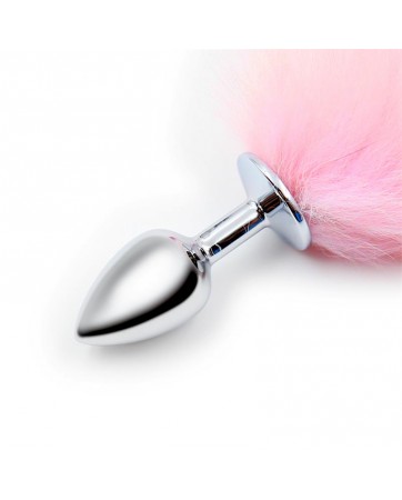 Plug Anal con Cola Rosa y Blanca Talla S