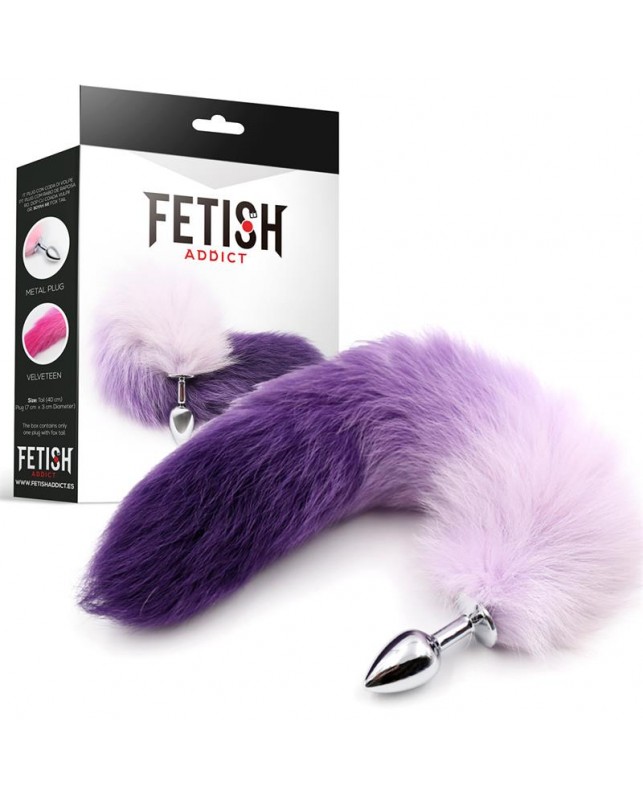 Plug Anal con Cola Purpura y Blanco Talla S
