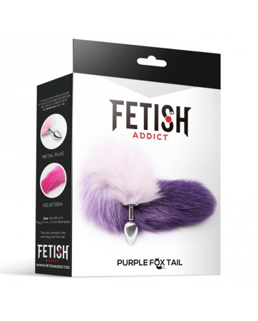 Plug Anal con Cola Purpura y Blanco Talla S