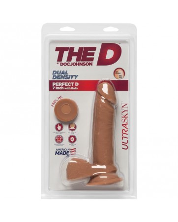 Dildo Dual Density Perfect D con Testiculos 7 Caramel