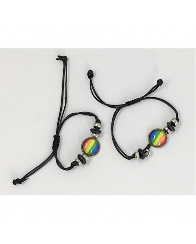 Pulsera Ajustable con Circulo Bandera LGBT