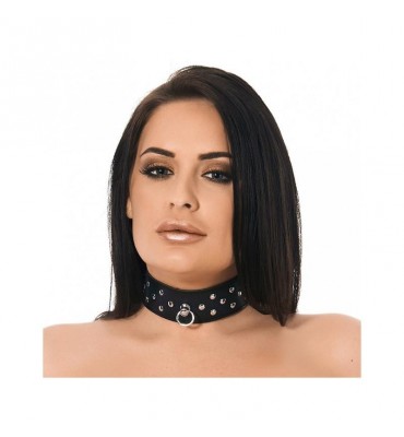 Collar Cuero con Anilla y Tachuelas