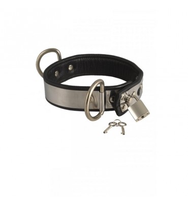Collar Cuero y Metal Ajustable