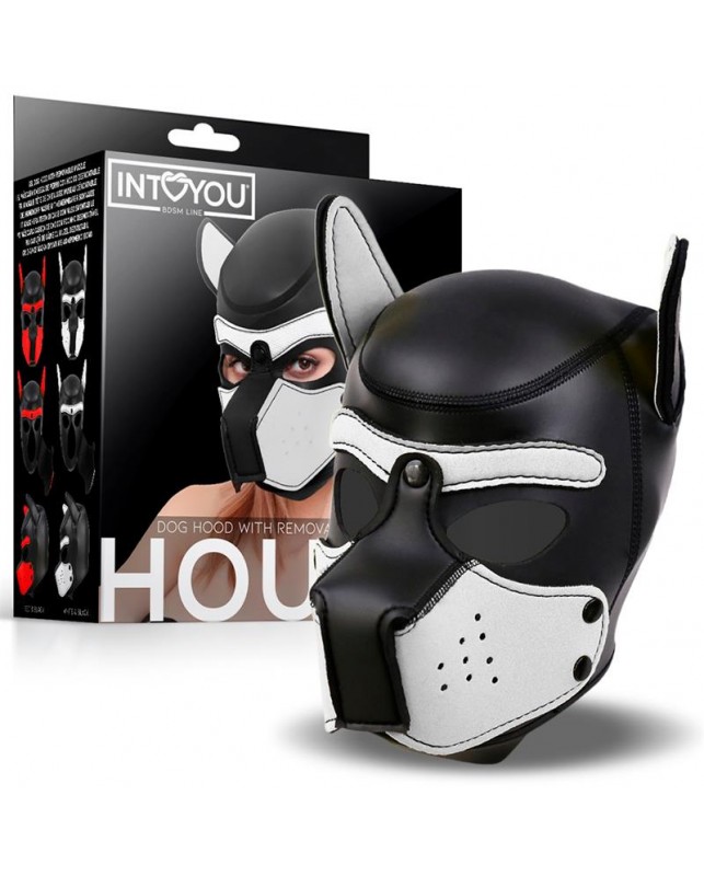 Hound Mascara de Perro Neopreno Hocido Extraible Negro Blanco Talla unica