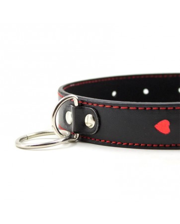 Collar con Cadena de Metal Negro Rojo