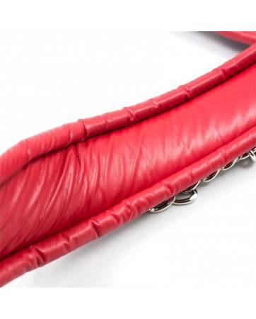 Collar con Correa de Metal e Interior Acolchado Negro Rojo