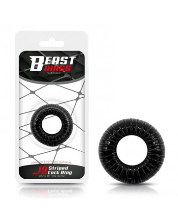 Anillo para el Pene Striped Super Flexible y Resistente 19 cm Negro