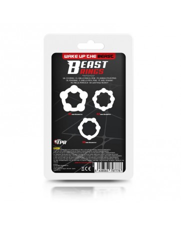 Set 3 Anillos para el Pene Beaded Flexibles Transparente