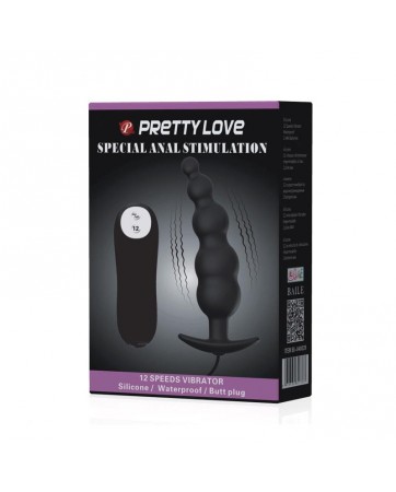 Vibrador Anal Burbujas Negro con Control Remoto