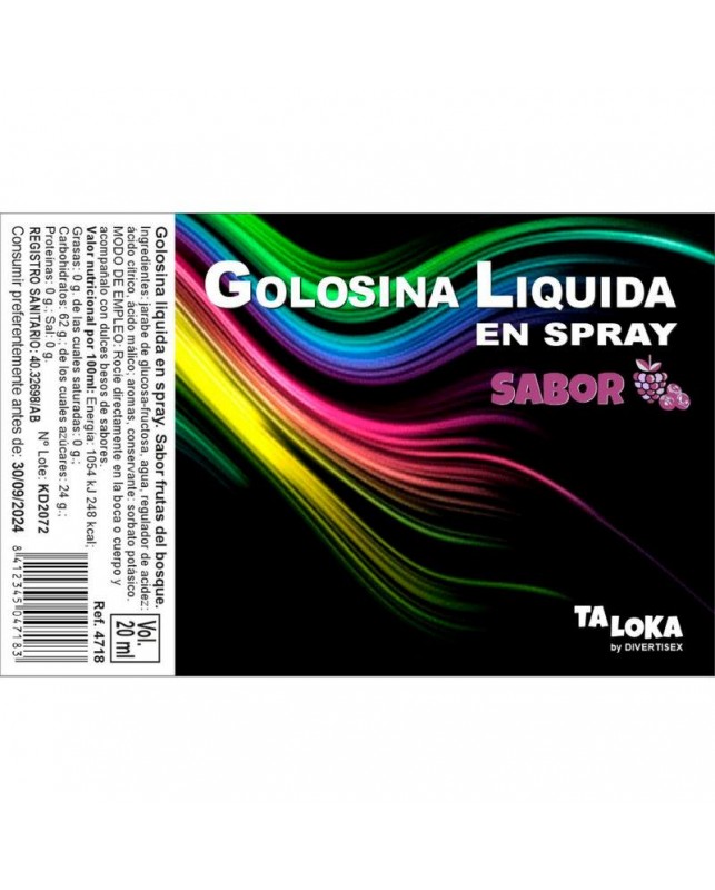 Golosina Liquida en Spray Sabor Frutas del Bosque 20 ml