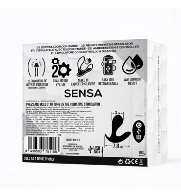 Sensa Estimulador Control Remoto USB SIlicona Liquida Negro