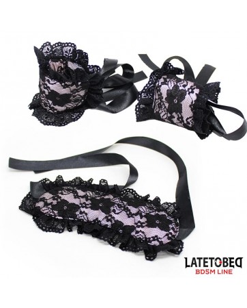 Set de 2 Piezas Antifaz y Esposas de Encaje