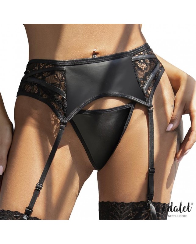 Luva Set de Liguero con Encaje Floral y Tanga