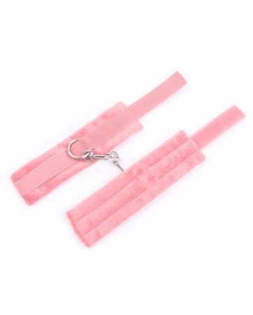 Esposas de Tela con Velcro para Munecas con Pelo Largo Rosa