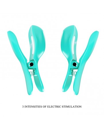 Surprise Box Huevo Vibrador y Pinzas para Pezones con Electro Estimulacion Azul