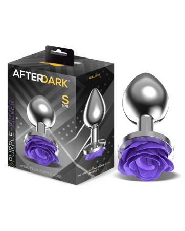 Plug Anal de Metal con Rosa Purpura en la Base Talla S
