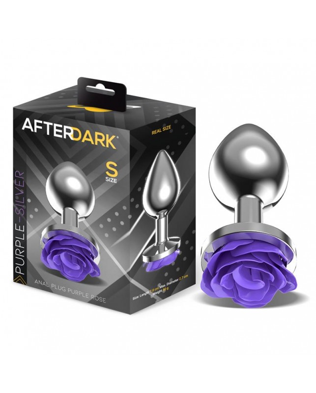 Plug Anal de Metal con Rosa Purpura en la Base Talla S