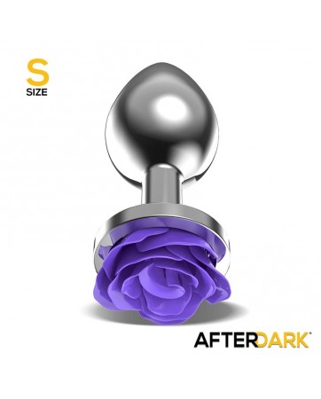Plug Anal de Metal con Rosa Purpura en la Base Talla S