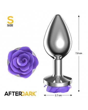 Plug Anal de Metal con Rosa Purpura en la Base Talla S