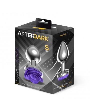 Plug Anal de Metal con Rosa Purpura en la Base Talla S