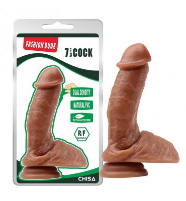 Dildo Dual Density Fashion Dude 185 x 43 cm Bronceado