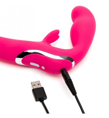 Vibrador Doble sin Arnes On Rabbit USB Rosa