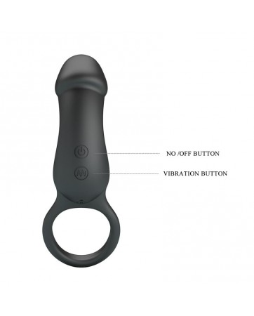 Trae Anillo Vibrador Silicona USB Negro