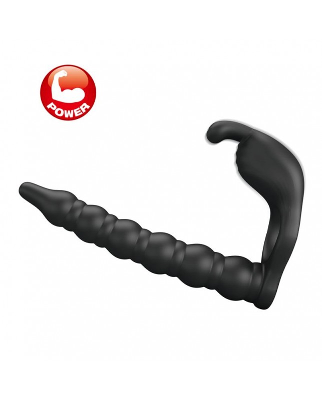Blackney Anillo Vibrador con Plug Silicona Negro