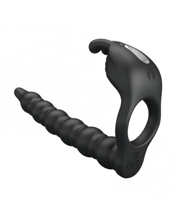 Blackney Anillo Vibrador con Plug Silicona Negro